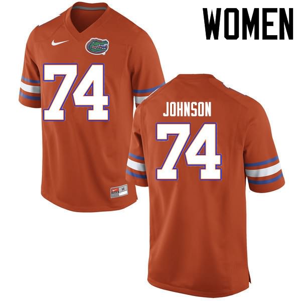 Women's NCAA Florida Gators Fred Johnson #74 Stitched Authentic Nike Orange College Football Jersey WAM8265VT